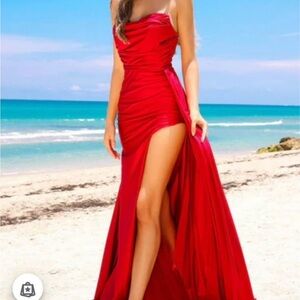 Stunning Scarlet Strapless Prom Dress